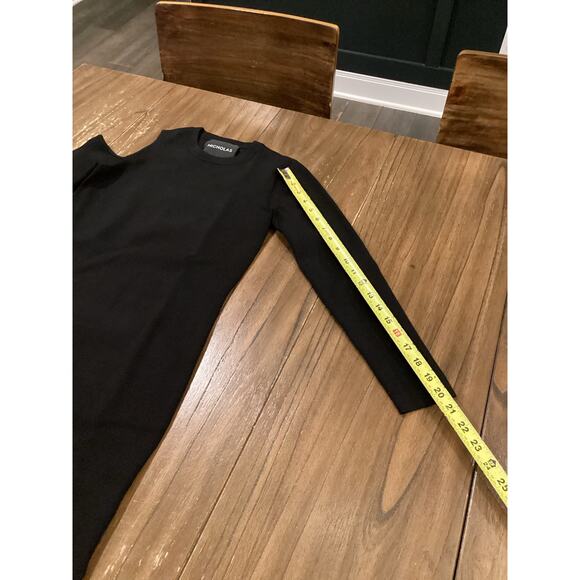 Revolve Nicholas Compact Shoulder Cut Out long sleeve slit black Midi Dress S - Picture 6 of 10